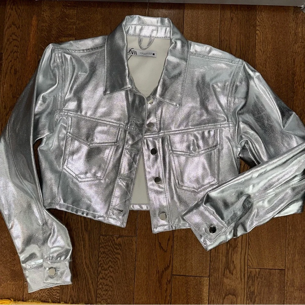 Metallic cropped jacket - Picture 2 of 6